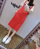 新款韩版冰丝针织背心连衣裙修身显瘦背带裙
