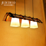 东南亚新中式餐厅饭厅吊灯日式茶室书房复古木头木艺实木三头田园