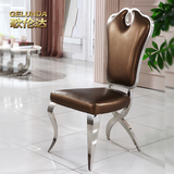 歌伦达 现代中式不锈钢植绒餐椅 新古典布艺背椅子 时尚组合