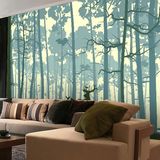 热卖3D北欧大型壁画森林鹿林 墙纸壁纸 电视背景墙 田园客厅卧室