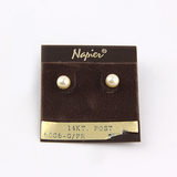 【西洋古董Vintage首饰】80年代 Napier 14K镀金恬静典雅珍珠耳钉