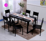 钢木餐桌简约现代吃饭店餐桌椅组合一桌四六椅快餐餐桌椅4人6人