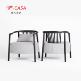 新中式餐厅圈椅实木仿古简约椅子新古典布艺休闲椅酒店花鸟围椅