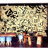 景墙壁纸3D立体简约休闲会所墙纸壁画大型创意时尚英文字母餐厅背