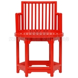 新中式古典时尚餐椅实木酒吧椅 酒店餐椅 橡胶木红色小姐椅