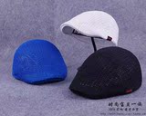 韩国夏季镂空针织纯色鸭舌帽 透气韩版贝雷帽 男女士光板薄款帽子