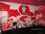 红色革命墙体彩绘手绘墙壁画油画装饰画客厅壁画卡通画3D定制画