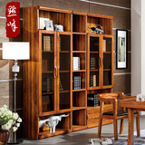 点峰实木书柜简约现代中式三五门组合书柜书橱带门书架胡桃木家具