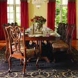 美式复古实木餐桌长餐桌8人餐桌新古典桌面拼花宴会桌设计定制