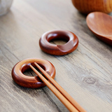川岛屋 创意木质圆鼓型凹形筷架 日式筷托筷枕1个