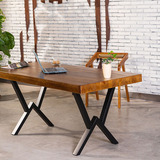 美式复古简约现代铁艺实木电脑桌办公桌会议桌餐桌椅书桌桌子台式