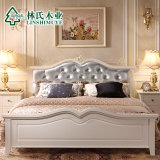 林氏木业欧式床田园双人床高箱板式床储物1.8大床法式床家具KA162