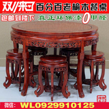 仿古中式小户型饭店酒店实木大圆桌饭桌椅组合6人1.2老榆木圆餐桌