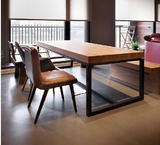 美式餐桌欧式loft复古做旧实木铁艺饭桌长方形办公桌咖啡桌特价