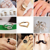 日韩国简约时尚戒指女潮创意开口食指环学生珍珠个性对戒饰品批发