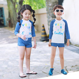 韩国代购新款泳衣时尚甜美可爱中小童儿童泳衣 男童女童泳衣