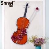 欧式复古铁艺小提琴家居客厅墙面立体装饰画挂饰玄关音乐琴壁画
