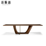 新顺越北欧实木餐桌简约现代1.8米餐桌胡桃木长形餐桌设计师餐桌