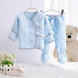 初生婴儿保暖内衣新生儿衣服0-3月纯棉套装宝宝和尚服秋冬季 加厚