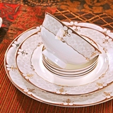 家用碗碟套装中式景德镇56头骨瓷餐具套装陶瓷碗盘 结婚礼品瓷器