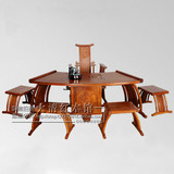 精选红木茶桌 非洲花梨木刺猬紫檀扇形茶台茶桌椅 实木茶桌台小凳
