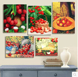 正品特价包邮diy数字油画水果餐厅手绘油画客厅装饰画  樱桃荔枝