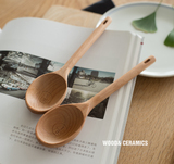 创意纯手工榉木勺木叉 日式原木餐具叉勺套装 ZAKKA儿童勺子叉子