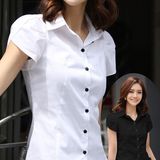 女装夏2016新款韩国SZ雪纺白衬衫女短袖修身显瘦职业工装大码女装
