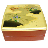 日本COCORO原产进口双层漆器糖果盒/点心盒/干果盒/食盒