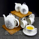 创意简约下午茶壶茶杯欧式咖啡杯具整套陶瓷花茶壶家用花茶具套装
