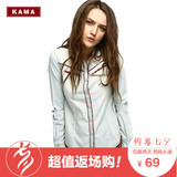 KAMA 卡玛秋季款女士浅色水洗长袖修身牛仔衬衫女装7114877