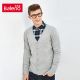 Baleno/班尼路男装秋装 韩版修身针织衫开衫 时尚V领长袖薄款毛衣