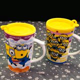 御火 大容量创意小黄人卡通马克杯带盖陶瓷水杯情侣杯咖啡杯 包邮