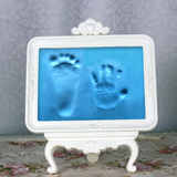 宝宝手足印泥 欧式花纹宝宝手脚印相框 儿童婴儿百日周岁纪念礼物