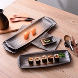 日韩式陶瓷批发餐厅酒店餐具创意色釉长方寿司盘个性面点凉皮盘子