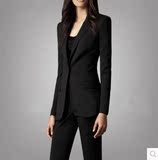 量身定做女士春秋时尚韩版修身西装一粒扣OL职业西服套装定制黑色