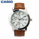 卡西欧casio手表  指针系列商务休闲三眼防水皮带石英男表