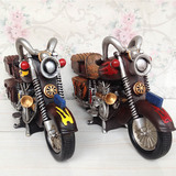 复古怀旧风格创意摩托车树脂摆件装饰品送男孩子生日礼物书儿童房