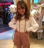 2015春季新款日系甜美淑女学生蕾丝花边荷叶边领结白衬衫 女 长袖