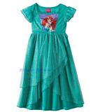 儿童新款美人鱼爱丽儿Ariel公主nightgown图案女童纱纱长款连衣裙