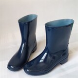 秋冬季保暖中筒雨鞋女防滑蓝色水鞋加绒棉内胆套鞋小时候雨靴