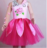 永远的映山红舞蹈表演服装儿童演出服女荷花粉纱裙蓬蓬可以定做
