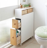 移动实木卫生间置物收纳储物柜厕所浴室马桶窄角边柜防水落地柜子
