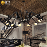 美式现代简约餐厅多头铁艺吊灯 创意个性客厅灯具 办公室蜘蛛吊灯