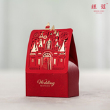 【星光游乐园】结婚礼宴席桌伴手礼喜糖纸盒烫金红色城堡CB5073