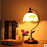 复古温馨浪漫创意书房卧室床头客厅LED欧式台灯玻璃装饰台灯9345