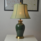 现代中式墨绿色全铜陶瓷台灯美式欧式客厅书房卧室床头复古装饰灯