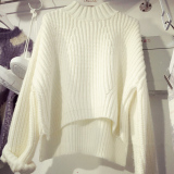 2015冬装新款毛衣女学生韩版粗针宽松显瘦加厚短款套头打底针织衫