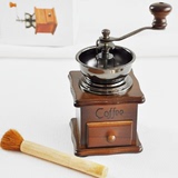 原木复古手摇磨豆机 实木手动咖啡研磨机 家用磨咖啡豆机磨粉机