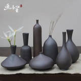 景德镇陶瓷小花瓶客厅摆件复古中式禅意花瓶粗陶简约插花家居瓷瓶